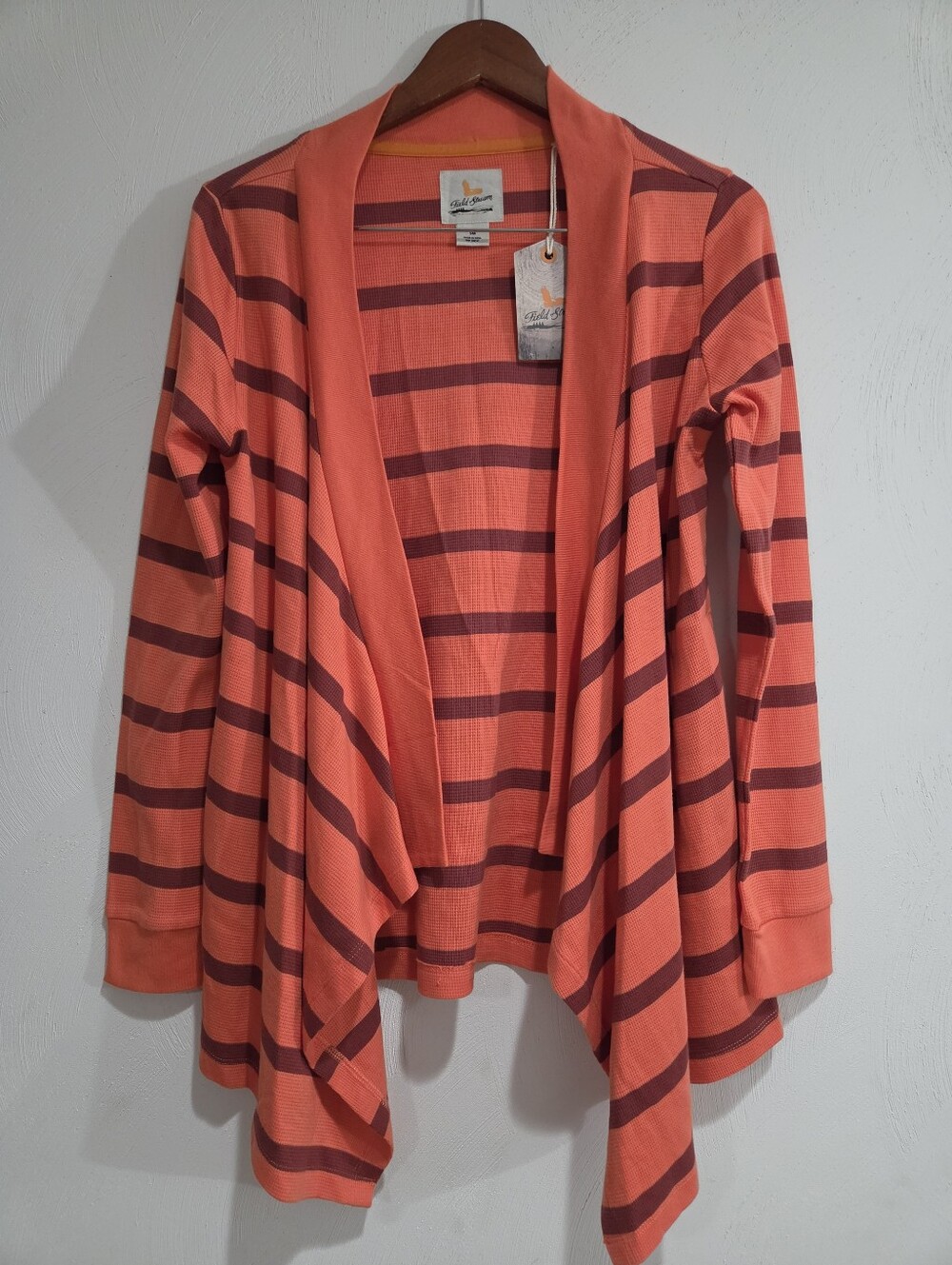 New Field & Stream Open Front Long Sleeve Draped Cardigan Sweater Size Small